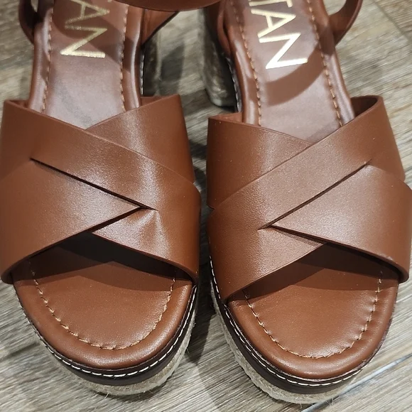 EUC Deltan Contempory Brown Leather Clog Block Heel Buckle Sandals Quiet Lux 8 - Picture 7 of 11